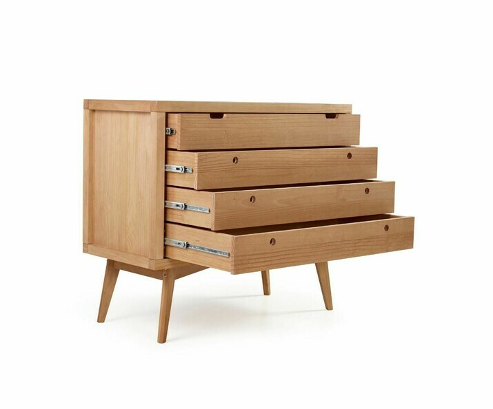 Commode Taloa en bois naturel tiroirs ouverts