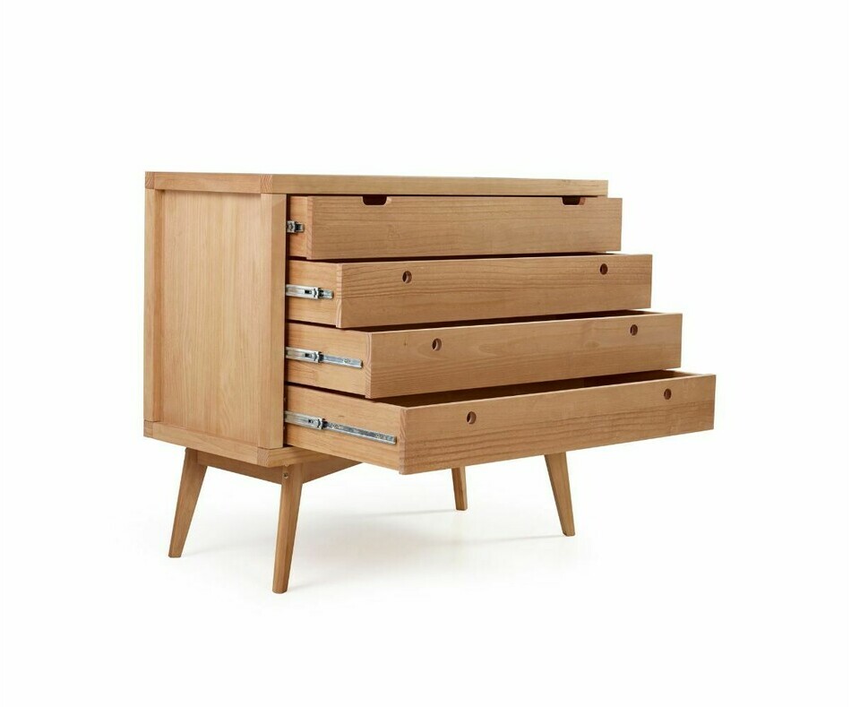 Commode Taloa en bois naturel tiroirs ouverts