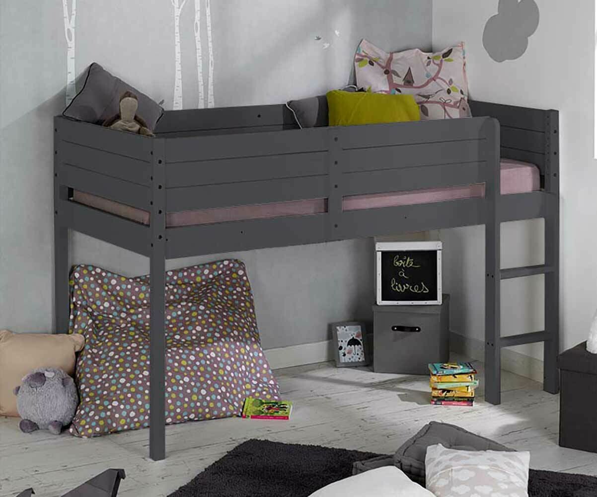 Lit mi-hauteur enfant Tamis Gris anthracite 90x190 cm