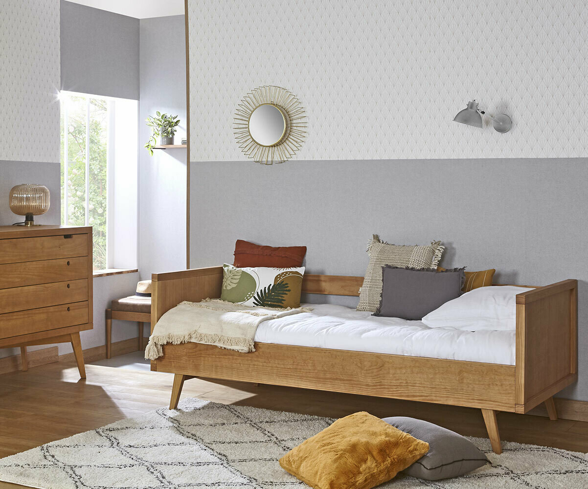 Lit banquette adulte avec matelas Taloa Noisette 90x190 cm/Opt:Matelas Airfresh 15 cm