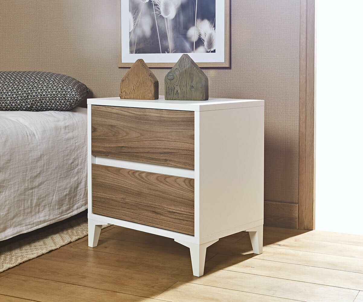 Chevet ado blanc Miana Blanc et noyer