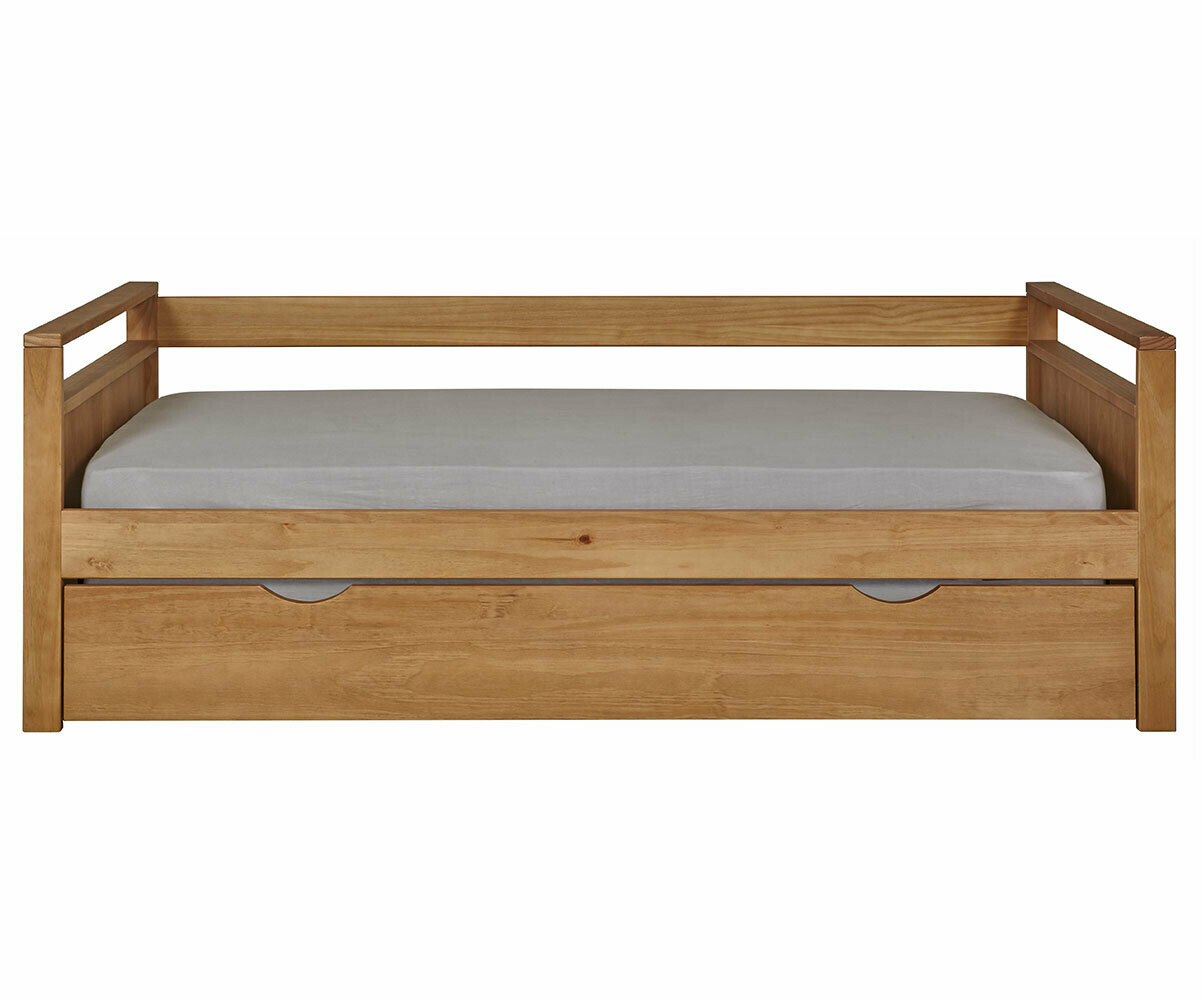 Lit de jour | Lit simple avec lit gigogne 90x200 cm bois de pin massif