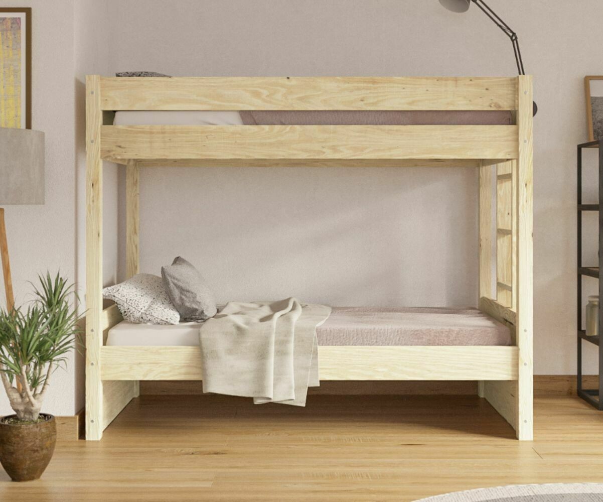 Lit superposé adulte Yudi Bois naturel 90x200 cm