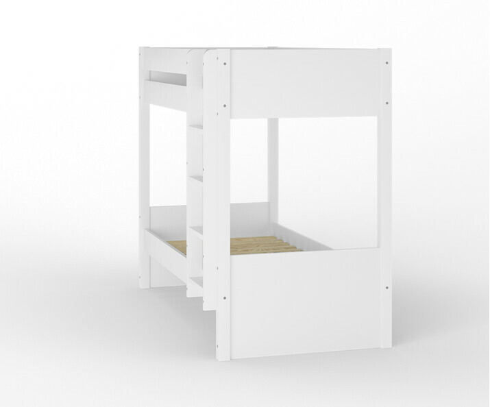Lit superposé ado Yooni blanc échelle côté avec matelas