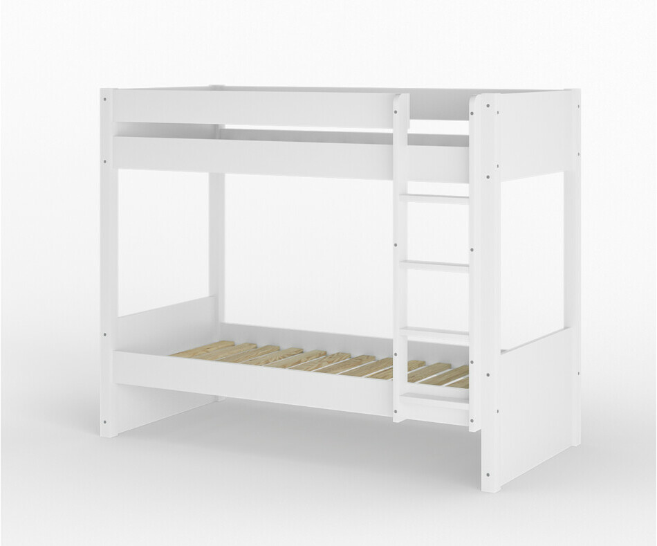 Lit superposé adulte Yooni blanc vue de 3/4