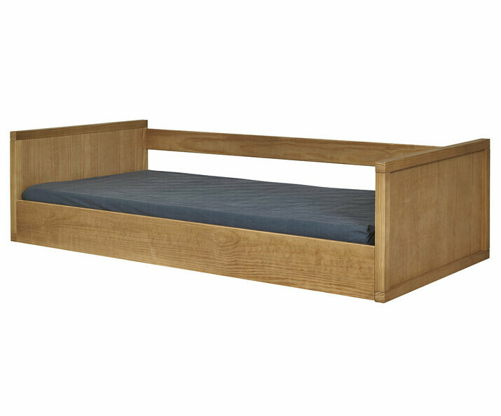 Lit montessori enfant Taloa avec barrière bois massif et matelas