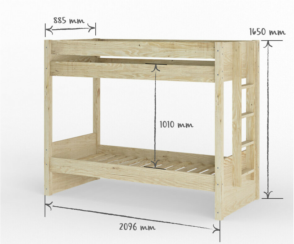 Dimension lit Yudi enfant avec tiroir 80x190