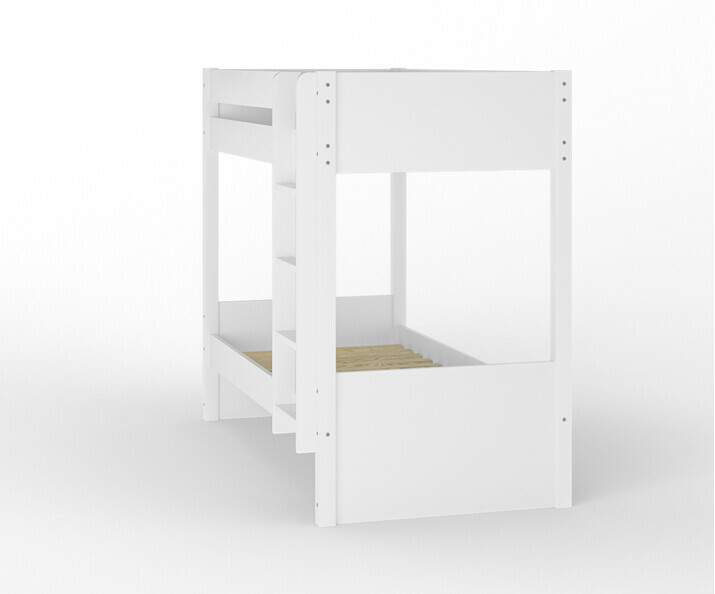  Lit superposé enfant Yooni blanc avec matelas échelle côté