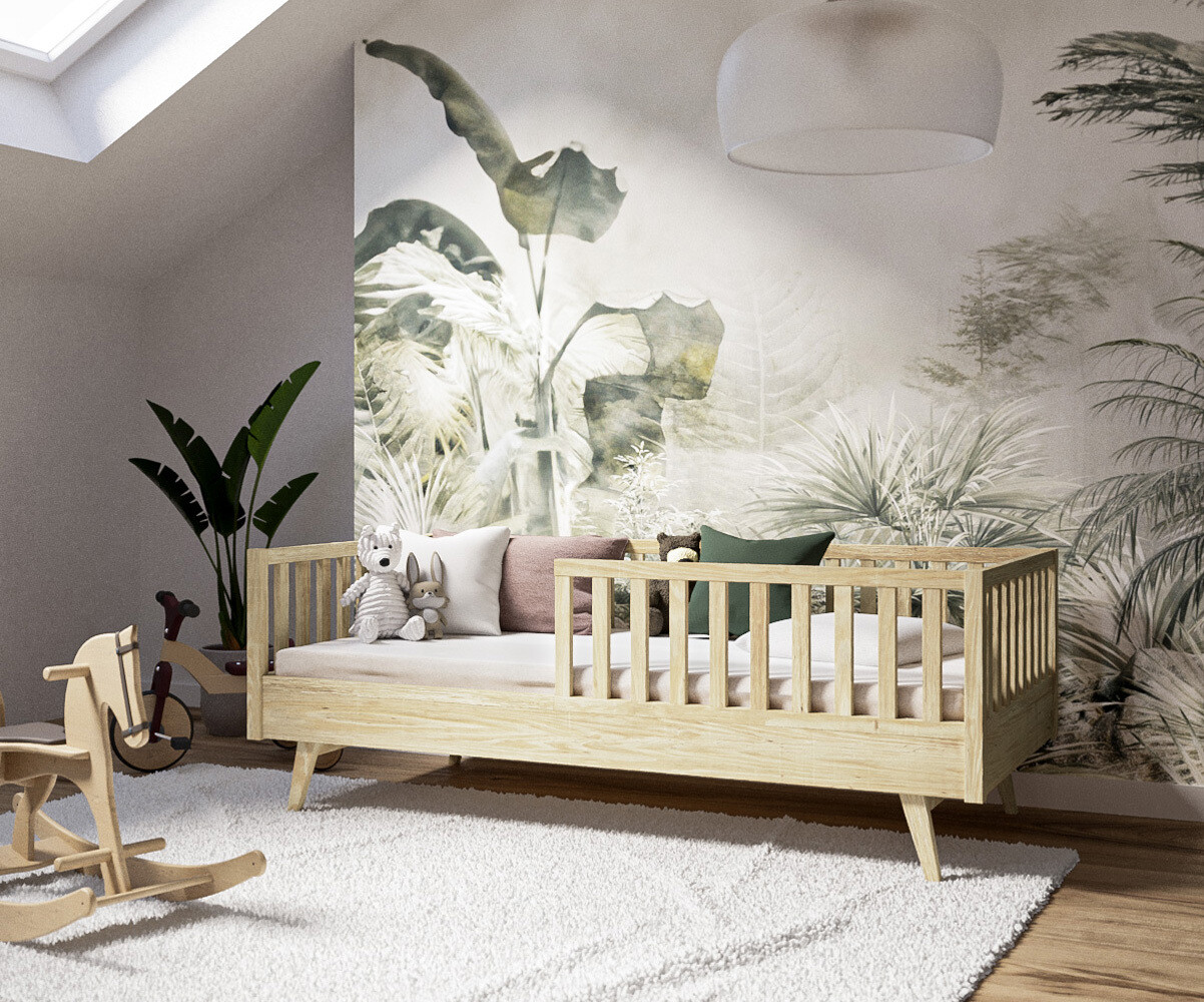 Lit enfant montessori avec sommier Capao Bois naturel 90x190 cm