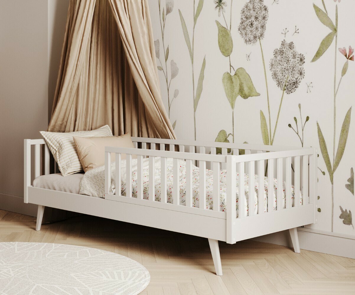 Lit Au Sol Montessori Bella – Barrière De Sécurité, Bois De Pin Massif, Sécurisé