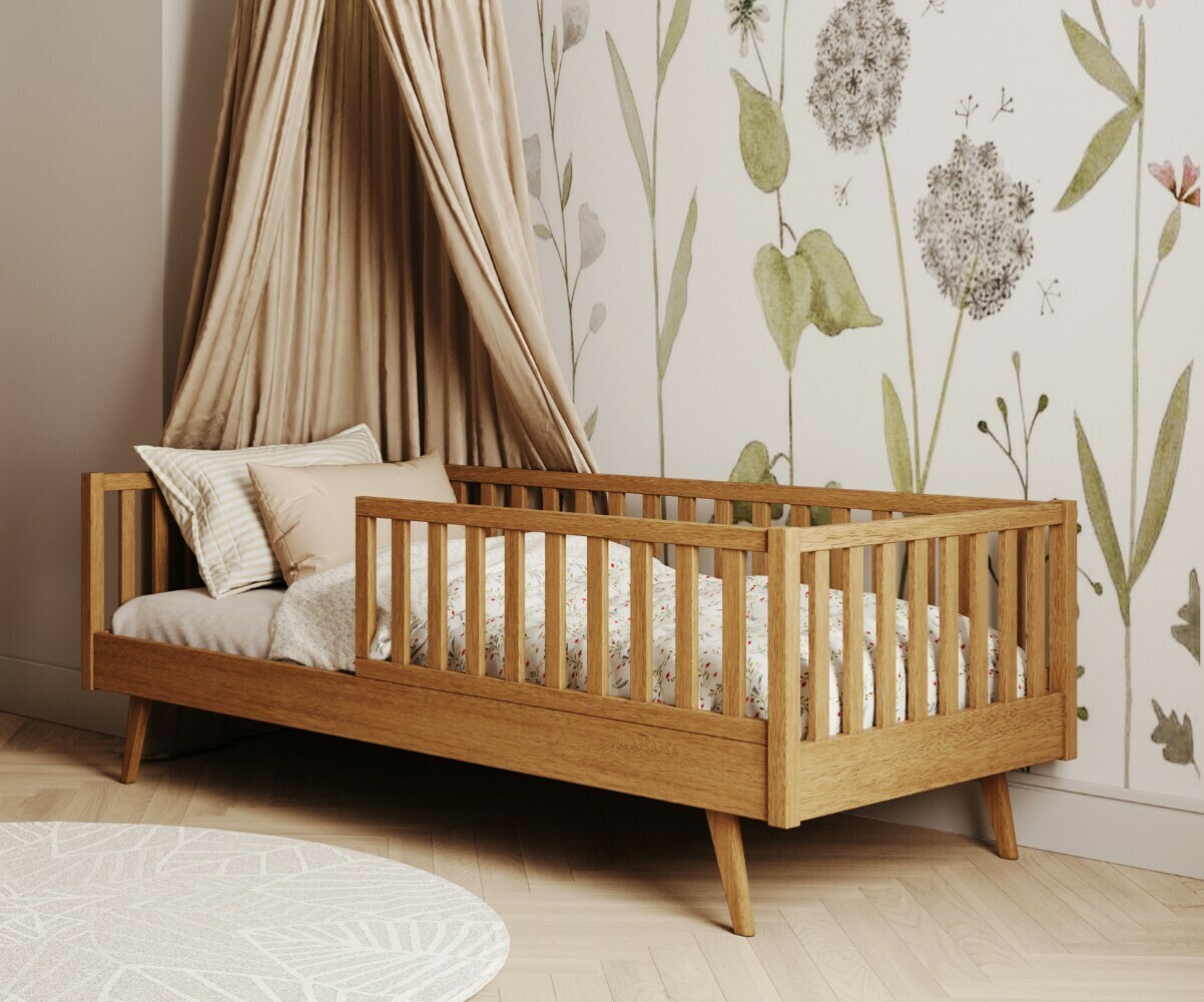 PROMO ! Lit enfant montessori avec sommier et matelas Capao Noisette 90x190 cm/Opt:Matelas Norway 13 cm