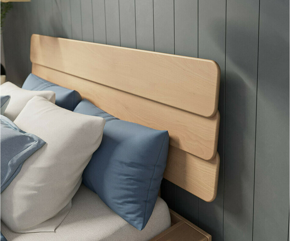 Lit Dune avec tête de lit adulte Eon en sommier en pin massif