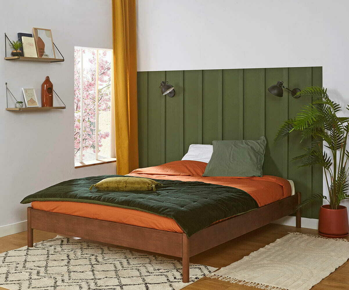 Lit ado avec sommier Magdae Noyer 140x190 cm