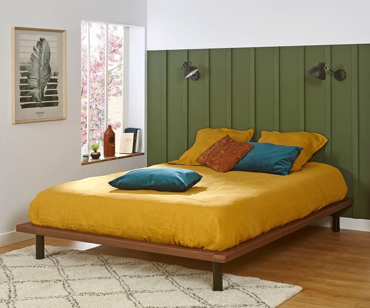 Lit adulte avec sommier Hoha Noyer 120x200 cm