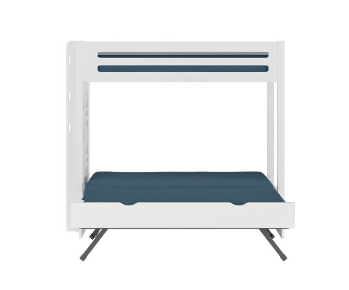 Lit superposé Burton blanc de face sommier gigogne ouvert