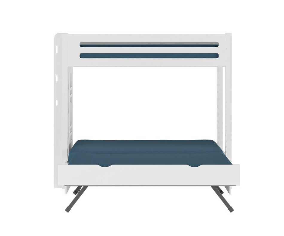 Lit superposé Burton blanc de face sommier gigogne ouvert