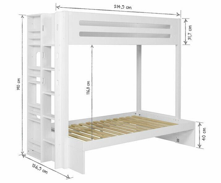 Dimensions lit superposé Burton blanc