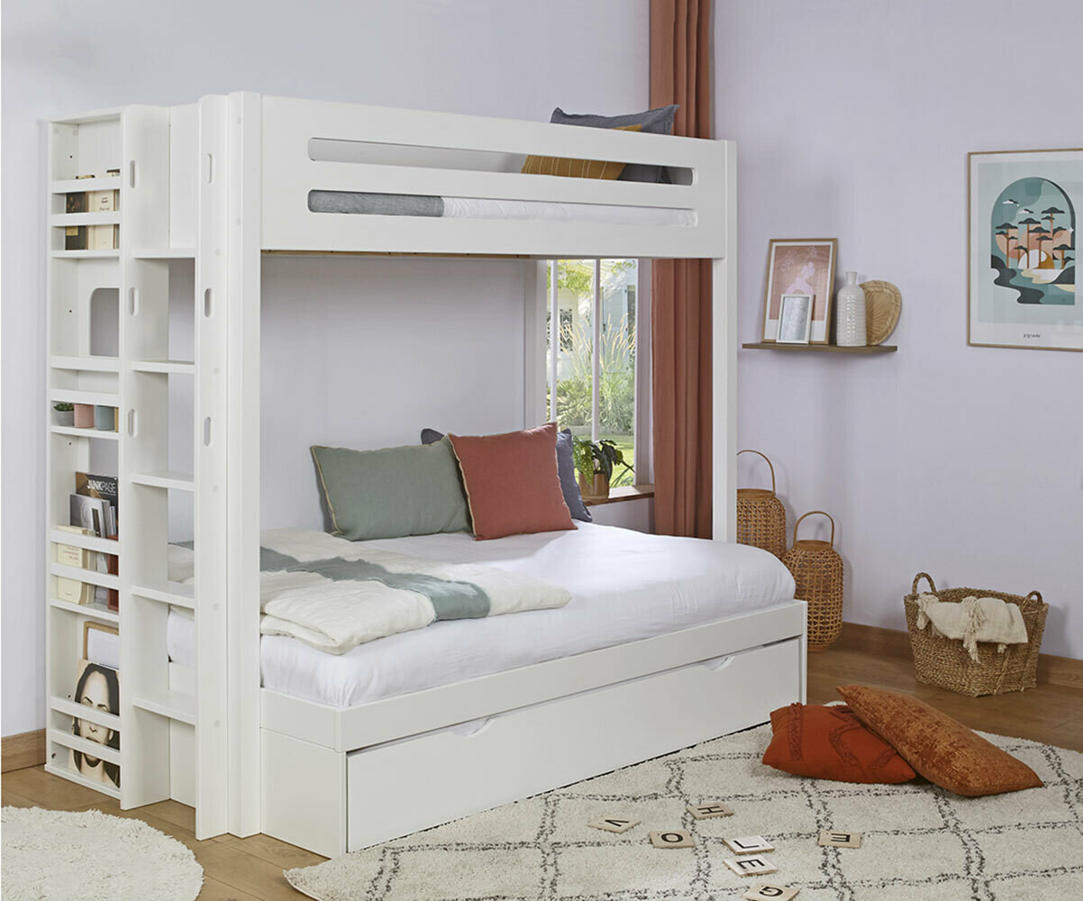 Lit superposé adulte 120-90x190 Burton Blanc 90-120x190 cm
