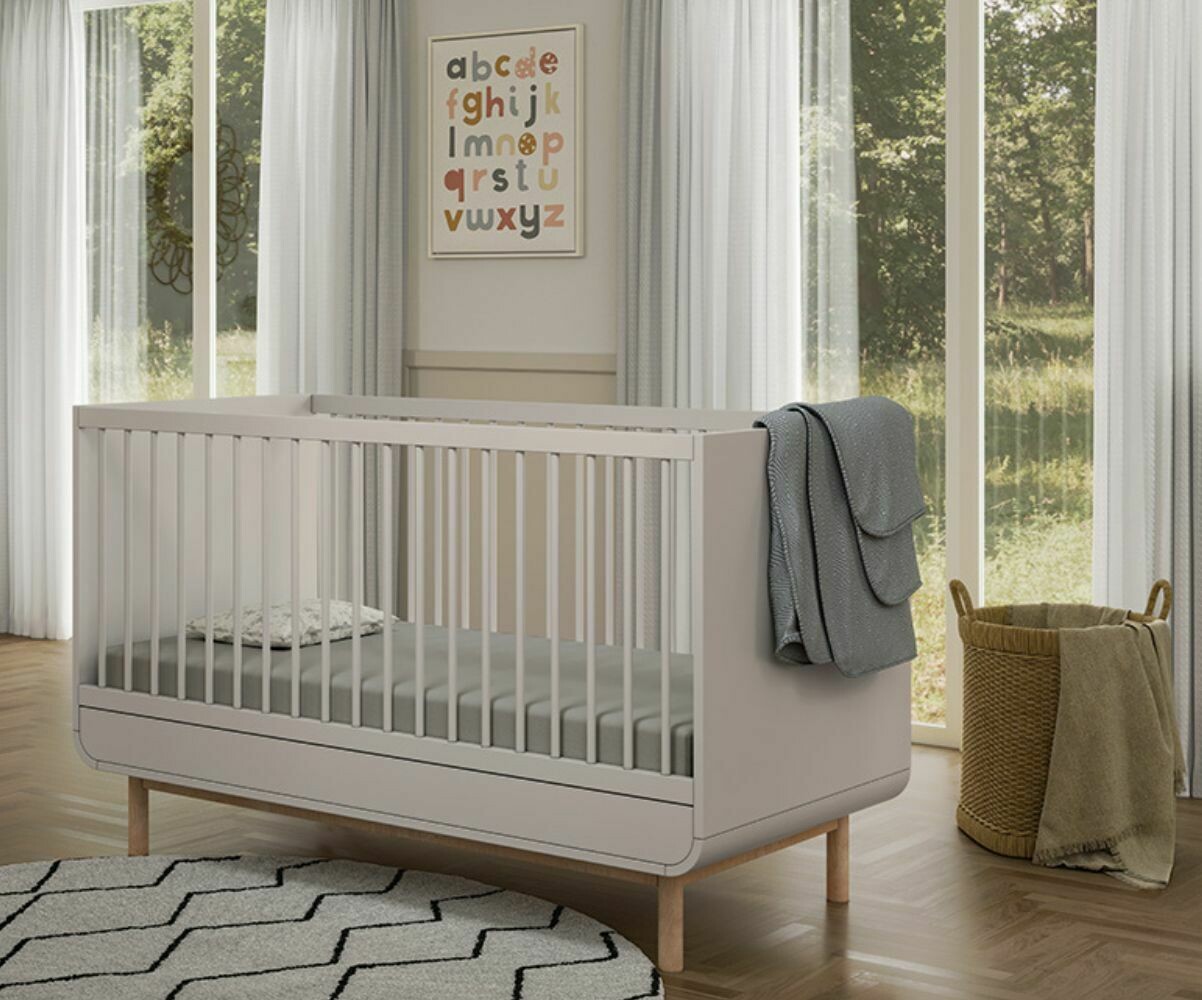 Lit bébé évolutif avec matelas Kinona Blanc et bois 70x140 cm/Opt:Matelas Prem's 10 cm