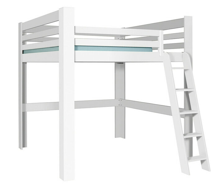 Lit mezzanine blanc version basse avec lot de 3 garde du corps en option