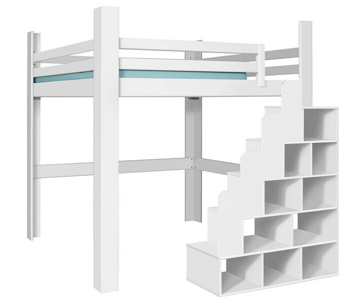 Lit mezzanine blanc 200x200 version basse