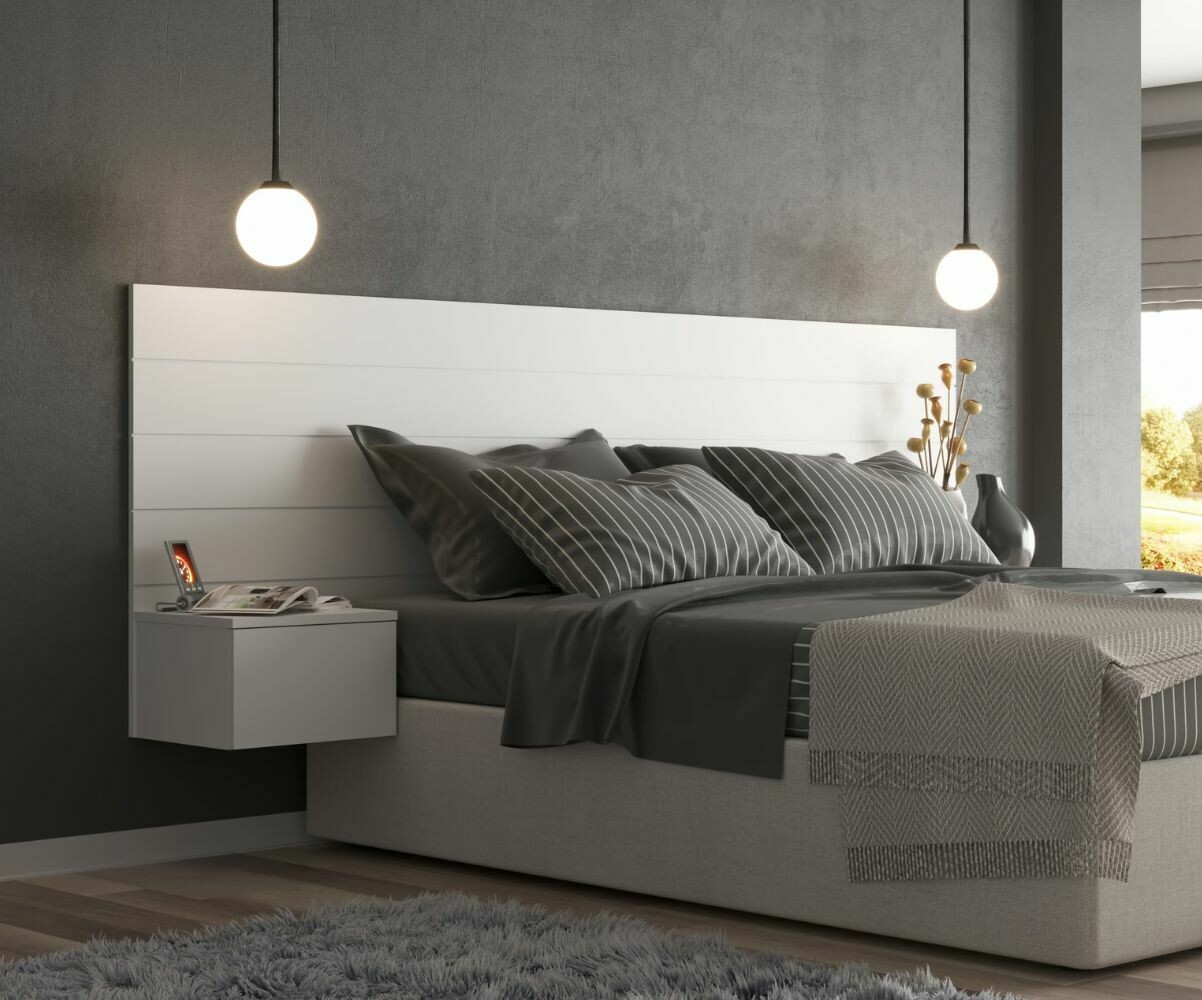Tête de lit adulte avec chevets Fergus Blanc 160 cm
