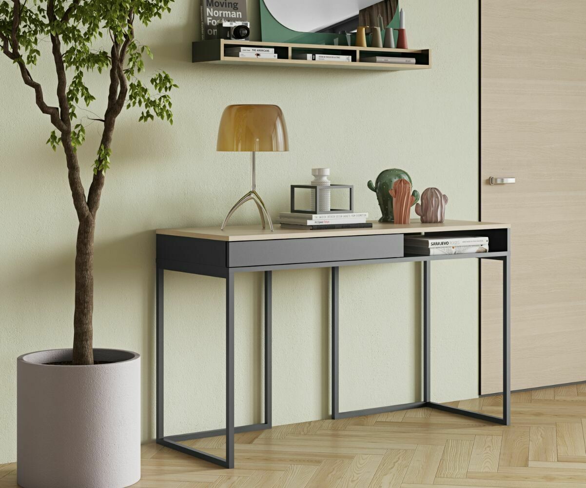 Bureau adulte City Chêne clair et noir