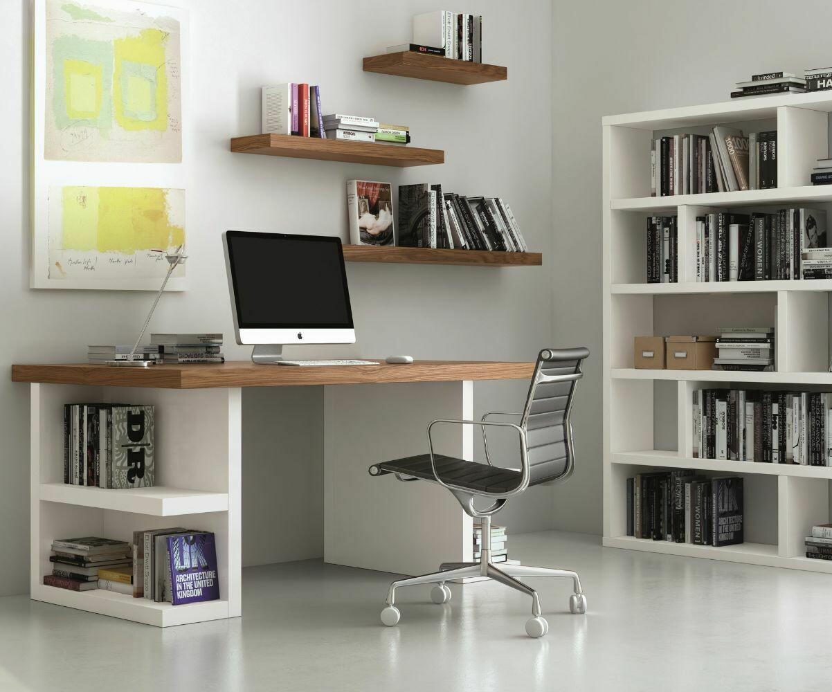 Bureau adulte avec rangement Melen Noyer et blanc 160 cm