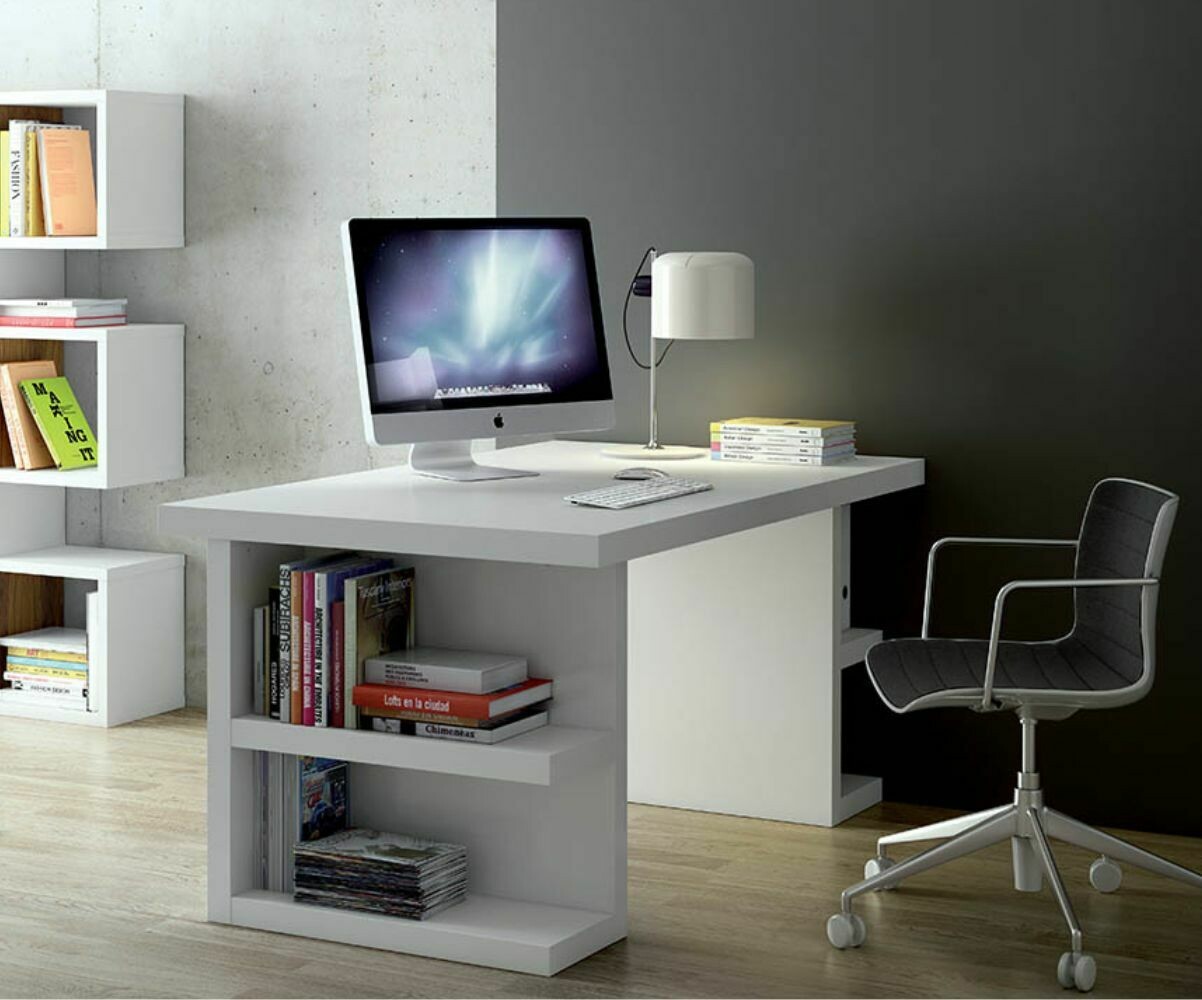 Bureau adulte avec rangement Melen Blanc 160 cm