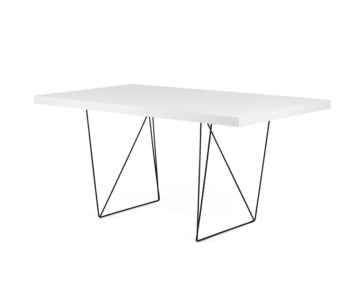 Bureau adulte métal et bois Melen Blanc et noir 180 cm