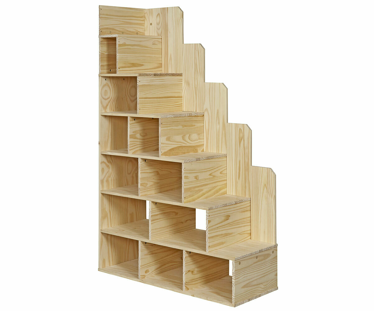 Escalier avec rangement pour lit mezzanine Maverick Bois naturel