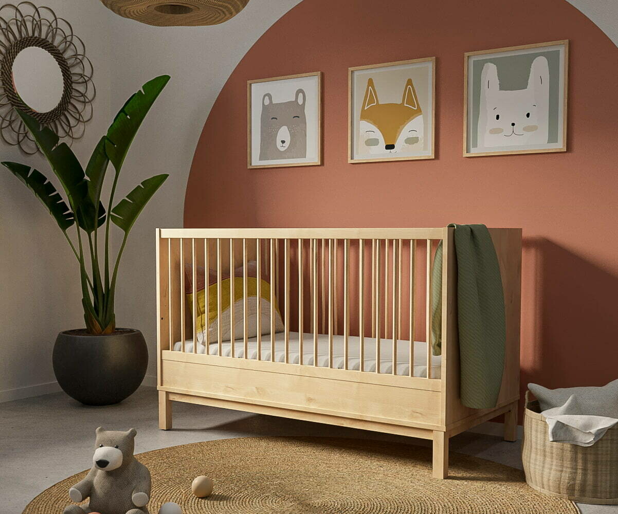 Lit bébé évolutif avec matelas Rafael Bois 70x140 cm/Opt:Matelas Prem's 10 cm