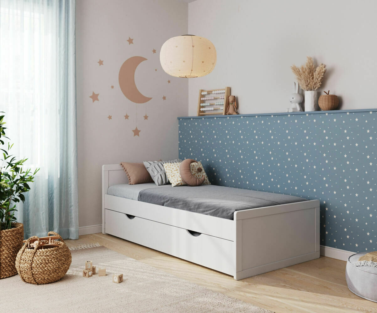 PROMO ! Lit enfant avec tiroir Foray Blanc 90x190 cm