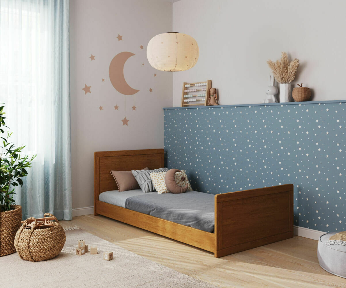 Lit enfant montessori avec sommier et matelas Foray Noisette 90x190 cm/Opt:Matelas Airfresh 15 cm