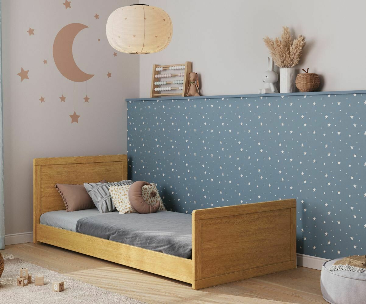 PROMO ! Lit enfant montessori avec sommier et matelas Foray Cajou 90x190 cm/Opt:Matelas Norway 13 cm