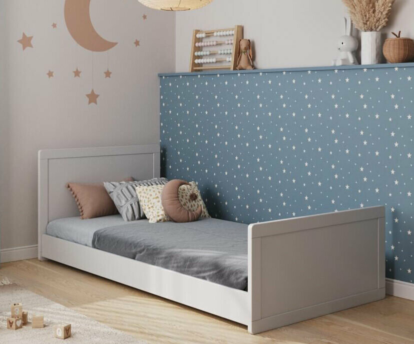 Lit enfant montessori avec sommier et matelas Foray Blanc 90x190 cm/Opt:Matelas Airfresh 15 cm