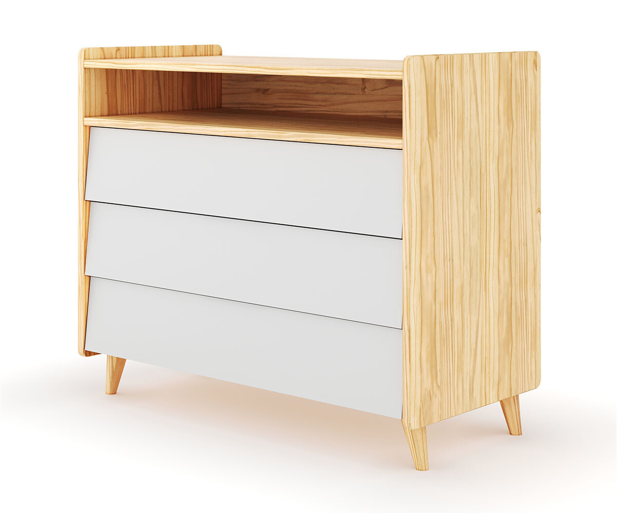 Commode enfant 3 tiroirs Foray Bois et blanc