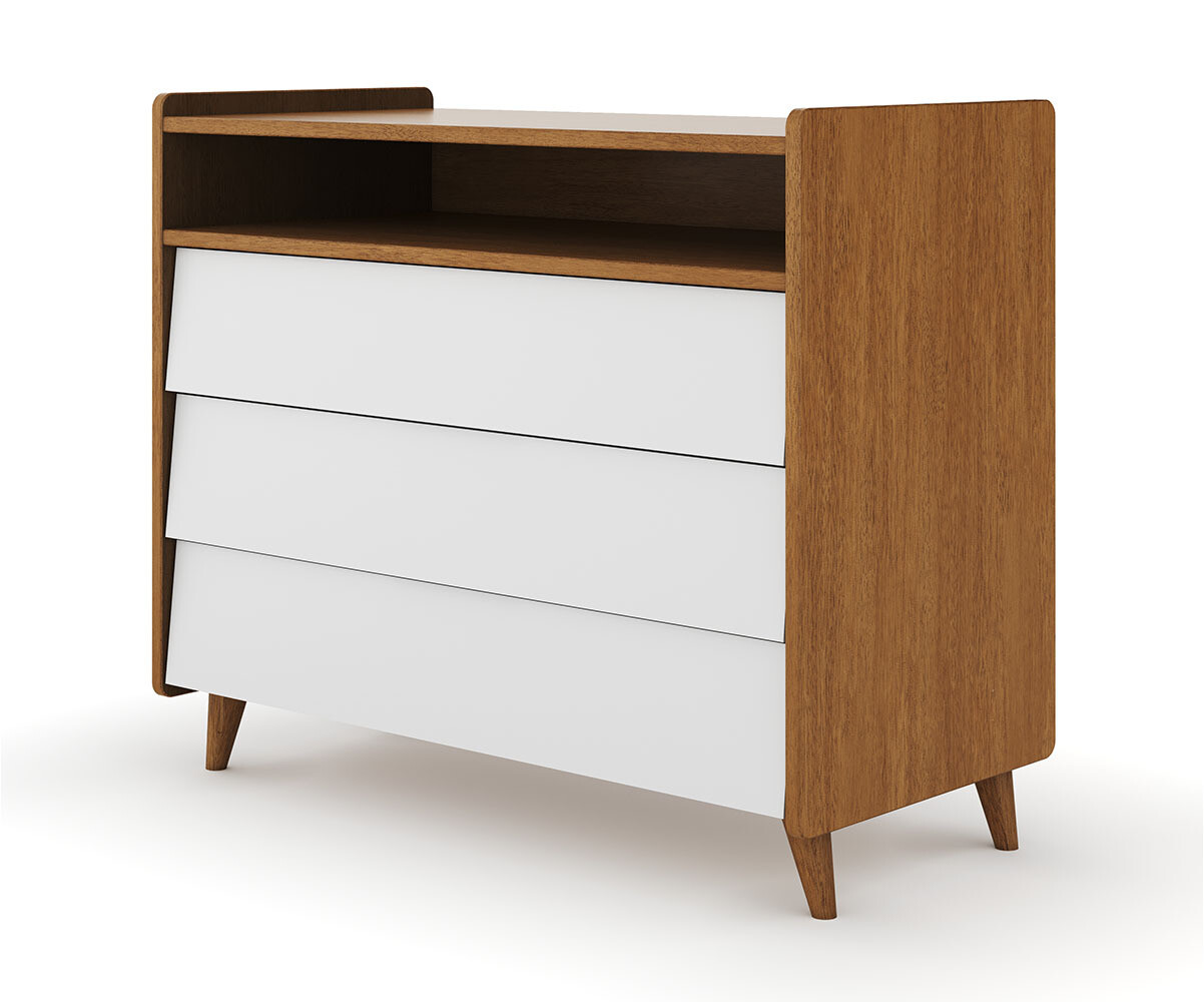 PROMO ! Commode enfant 3 tiroirs Foray Blanc et cajou