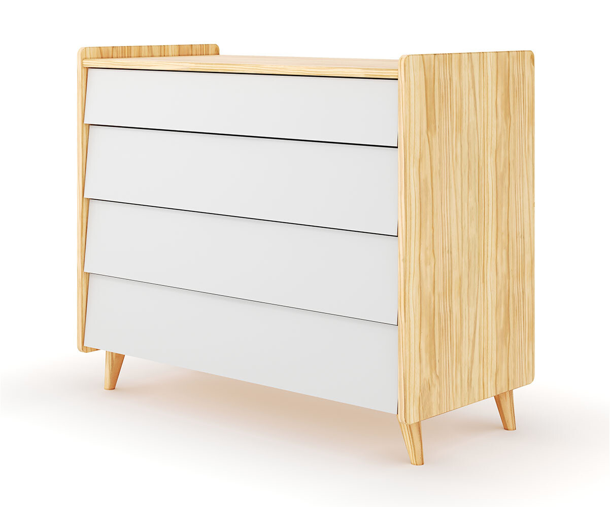 Commode enfant 4 tiroirs Foray Bois et blanc