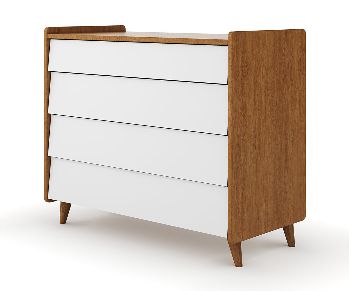 PROMO ! Commode enfant 4 tiroirs Foray Blanc et cajou