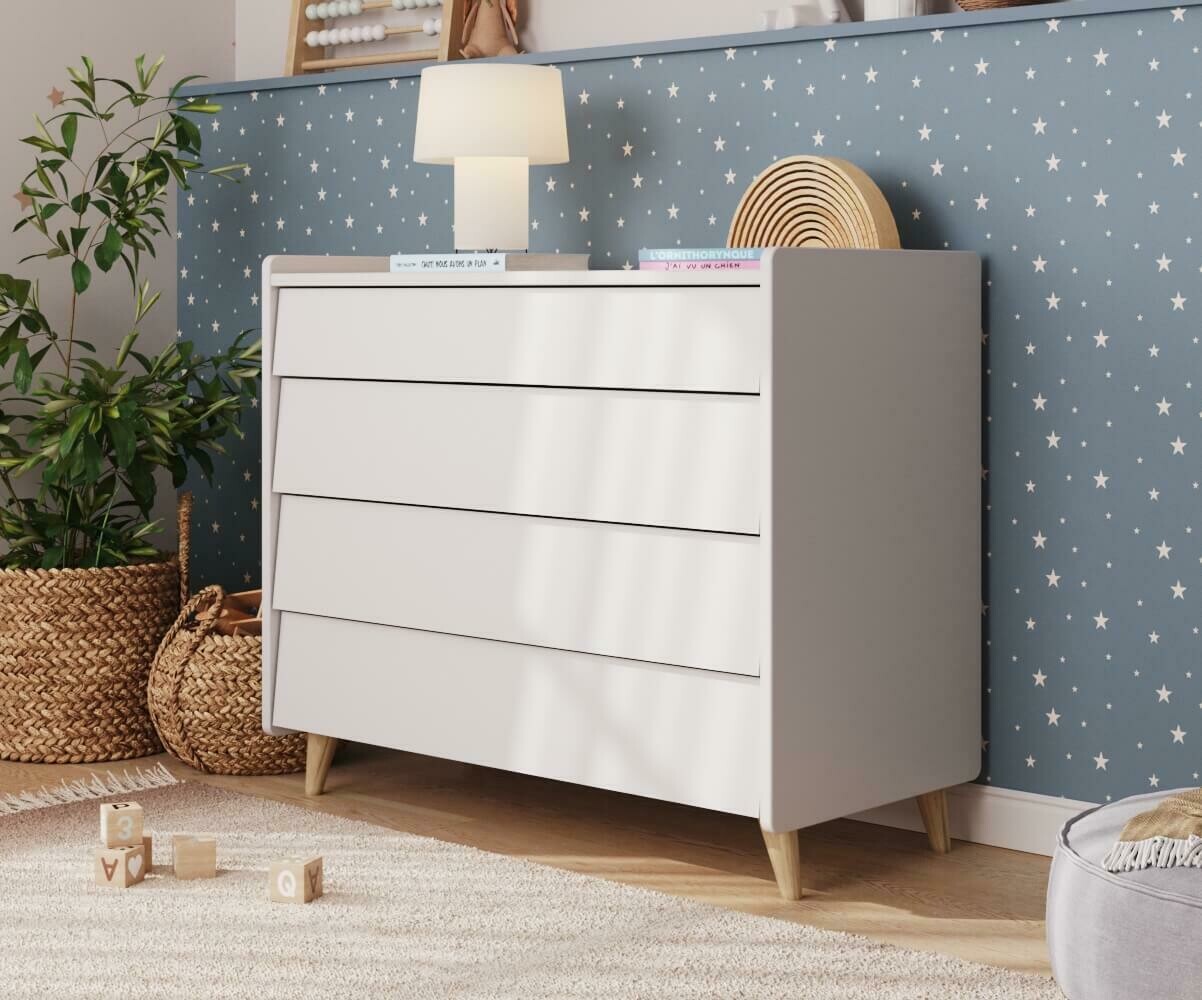 PROMO ! Commode enfant 4 tiroirs Foray Blanc