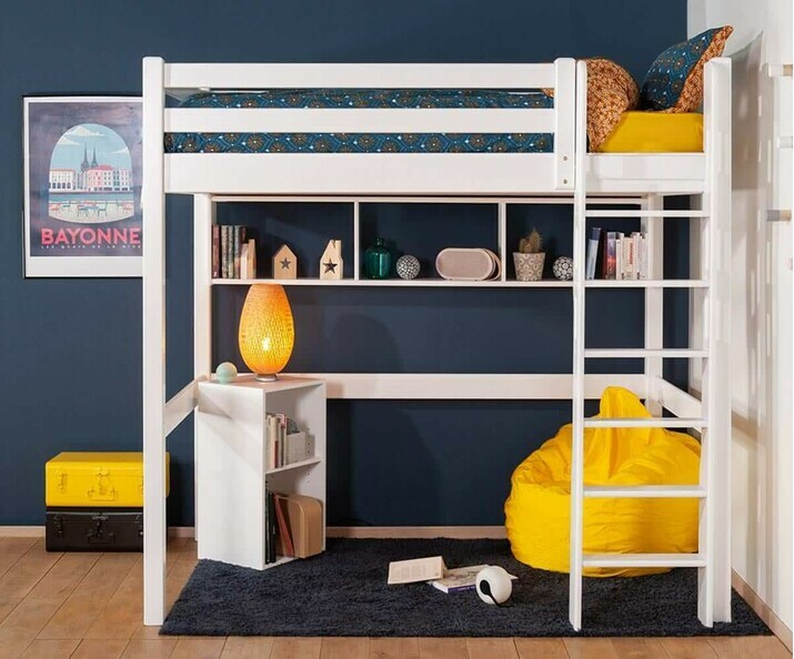 Lit mezzanine Decan avec étagère en option