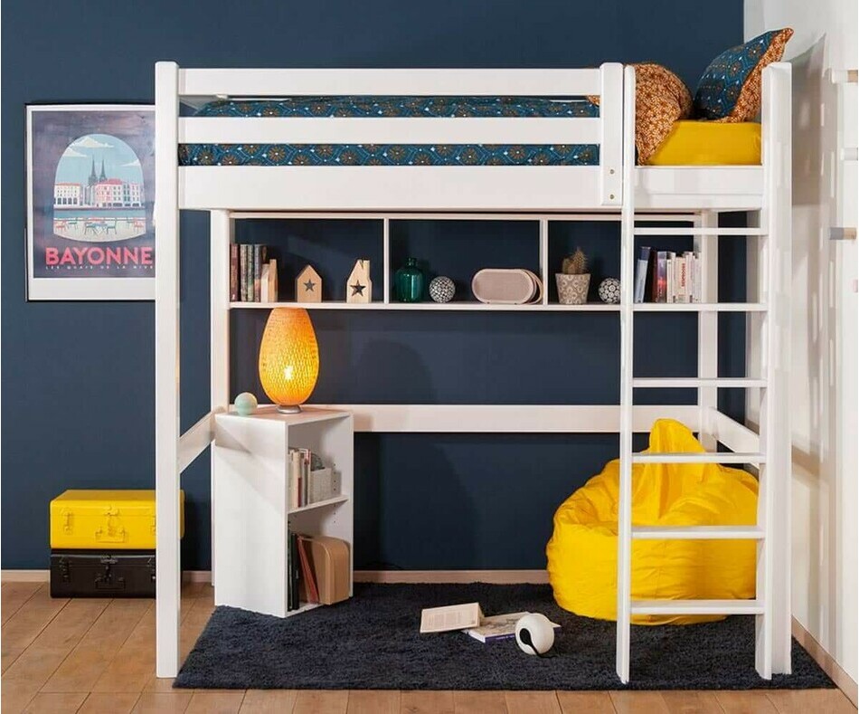 Lit mezzanine Decan avec étagère en option