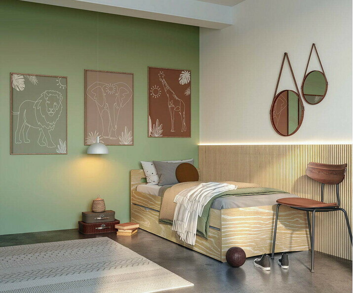 Lit gigogne enfant Taki en bois massif coloris bois