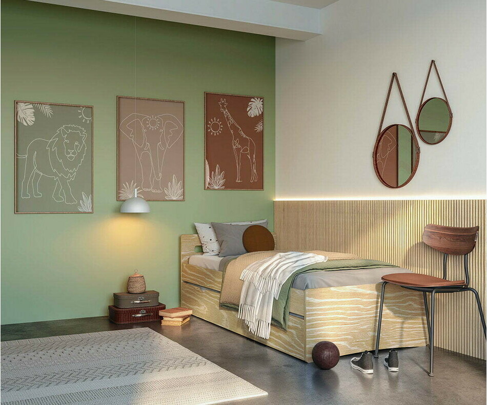 Lit gigogne enfant Taki en bois massif coloris bois