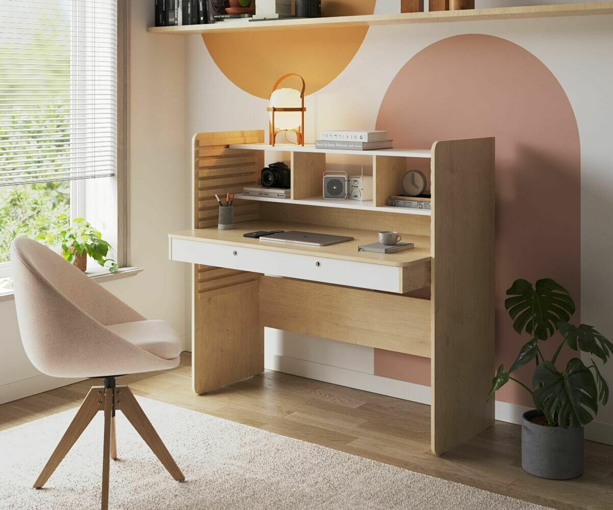 PROMO ! Bureau enfant réglable en hauteur Marigo Bois et blanc