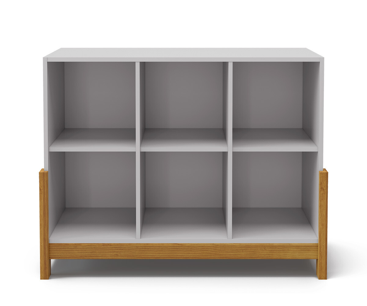 Cube de rangement horizontal avec pieds Kaeos Blanc et noisette/Opt:6 cases