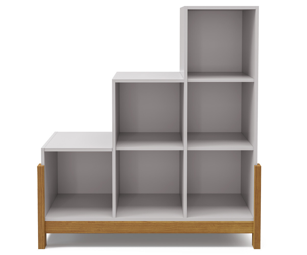Cube de rangement horizontal avec pieds Kaeos Blanc et noisette/Opt:Escalier