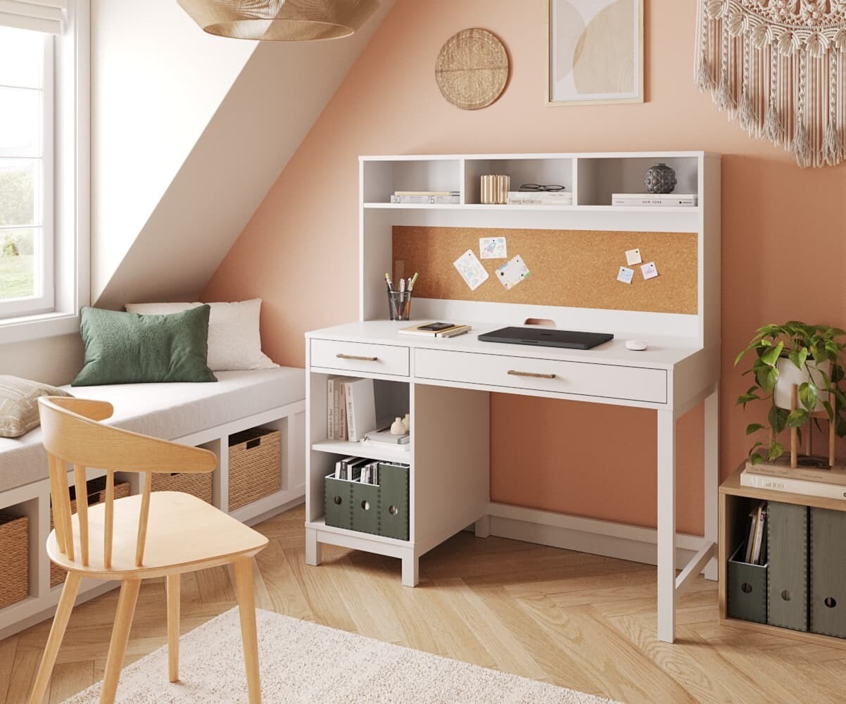 Bureau enfant avec surmeuble Denali Blanc
