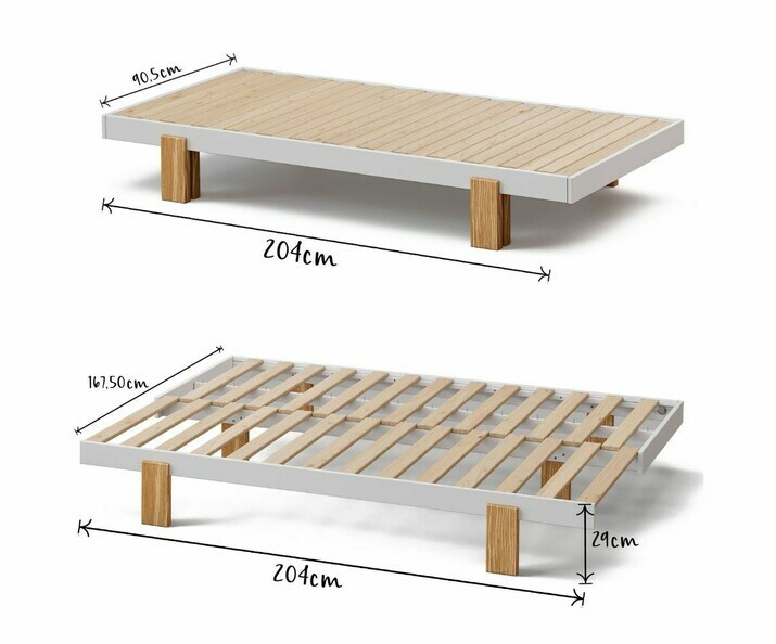 Dimensions du lit Sany en bois massif adulte